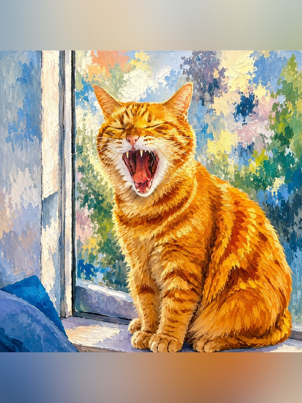 8x8 Black Framed Orange Tabby Cat Wall Art Print